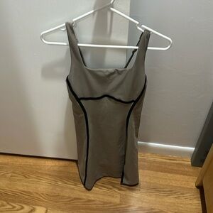 YPB Sculptlux activewear dress brown and black piping